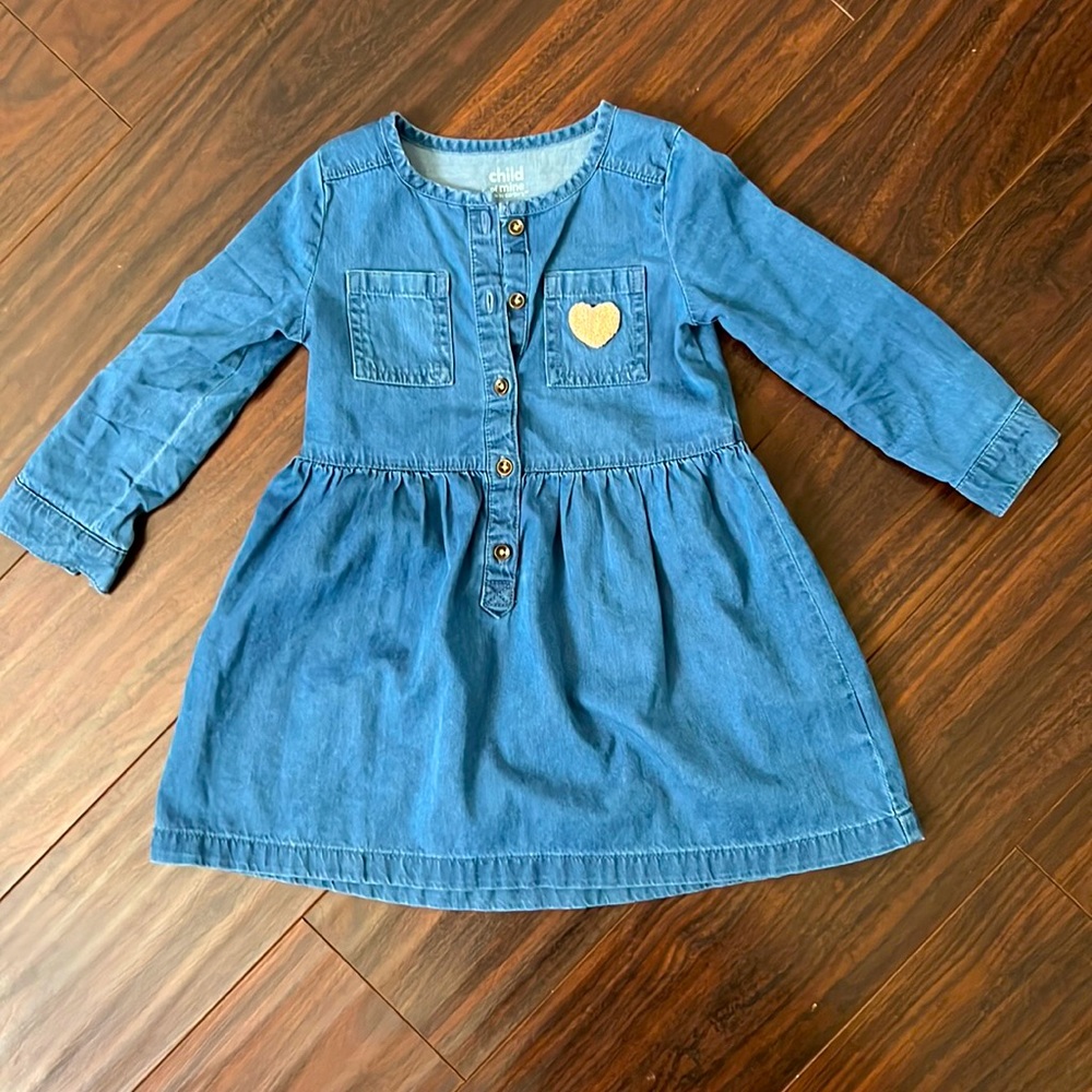 Long sleeve jean dress for Toddler Girls